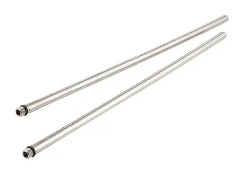 Zwei gerade Metallrohre mit gewindelosen Enden, geeignet für Installationen, von der Marke Ideal Standard.